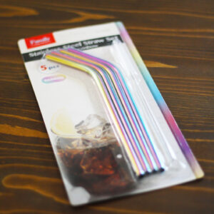 Rozsdamentes acél szívószál szett - 5 db-os